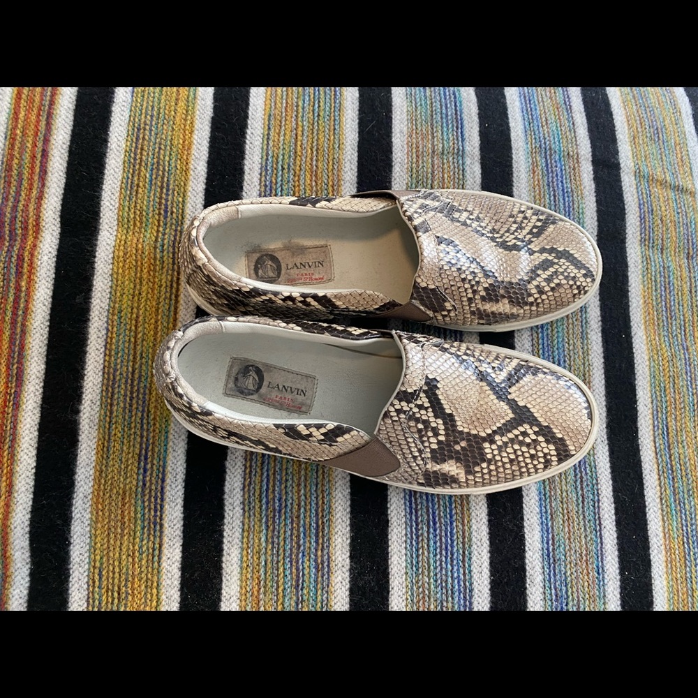 Lanvin Python Snakeskin Slip-On Sneakers 39